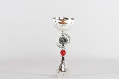 Coppa silver con sfera red e porta medaglie h29 d120