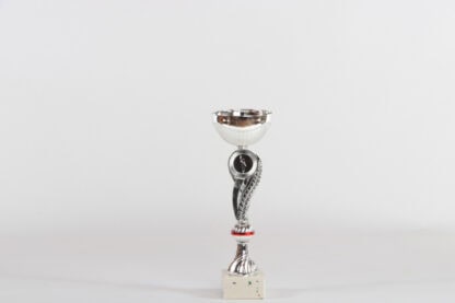 Coppa silver con sfera silver red e porta medaglie h24 d80