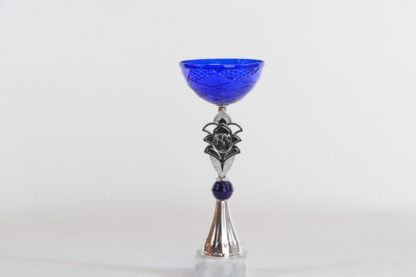 Coppa silver porta medaglie e tazza blu in plastica h30 d120