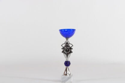 Coppa silver porta medaglie e tazza blu in plastica h25 d80