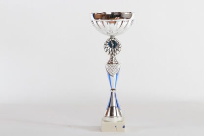 Coppa silver con componente blu e porta medaglie raggi h36 d140