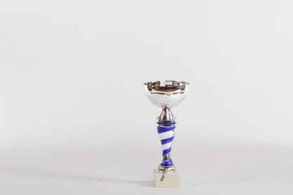 Coppa silver con componente blu a striscie h23 d100