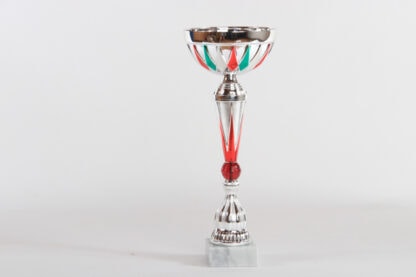 Coppa silver con sfera rossa e tazza tricolore h35 d140