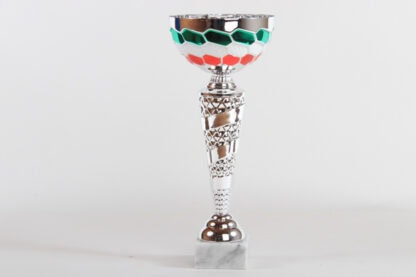Coppa tricolore componente tondo e tazza quadretti h38 d160