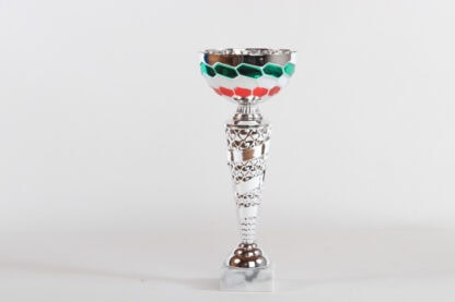 Coppa tricolore componente tondo e tazza quadretti h33 d140
