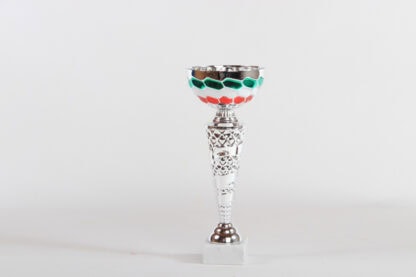 Coppa tricolore componente tondo e tazza quadretti h30 d120