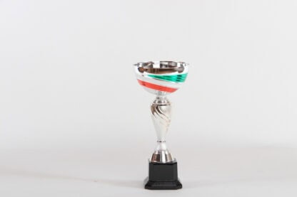 Coppa silver con tazza tricolore e marmo quadrato nero h27 d120