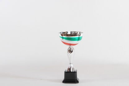 Coppa silver con tazza tricolore e marmo quadrato nero h25 d120
