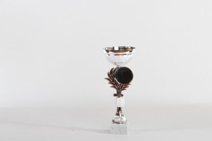Coppa silver componente bianco e foglie argento e rosso d10 h25