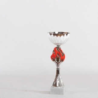 Coppa silver con fiamma rossa d10 h26
