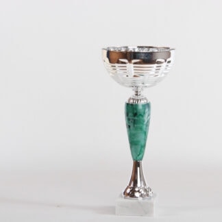 Coppa silver con componente verde effetto marmo d14 h32