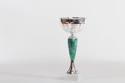 Coppa silver con componente verde effetto marmo d14 h32