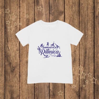 T-shirt ginnasta | Ginnastica Ritmica | Con silhouette monocolore Rosa o Blu| Regalo scuola | Regalo sport - immagine 2