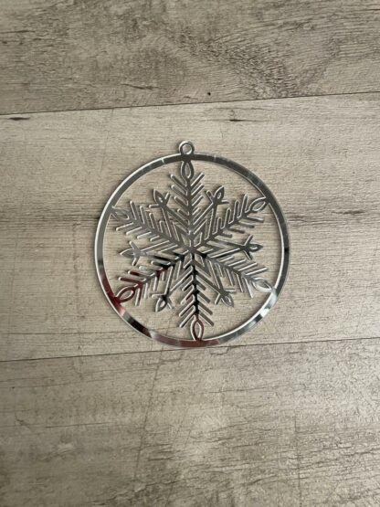 Pallina fiocco di neve plexiglas argento | Addobbo natalizio fiocco di neve | Addobbo natale argento