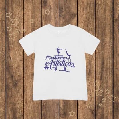 T-shirt ginnasta | Ginnastica artistica | Con silhouette monocolore Rosa o Blu| Regalo scuola | Regalo sport