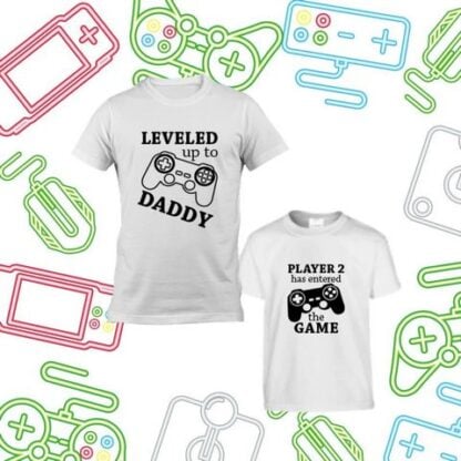 T-shirt coordinate per padre e figlio | T-shirt videogame | T-shirt player | Festa del papà