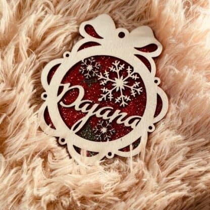Pallina Natale in legno e carta Eva | Pallina Natale personalizzata sagomata