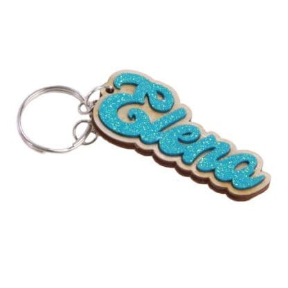Portachiavi con nome | Portachiavi in legno e carta eva glitter