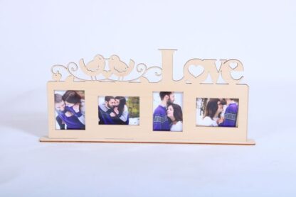 Cornice love uccellini 4 foto da tavolo in legno | San Valentino | Love | Anniversario