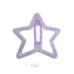 Glittery purple star-shaped hair clip with a vertical center slot, about 5 cm wide.