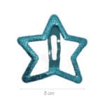 Teal glitter star-shaped hair clip, 5 cm wide, clip-on accessory.