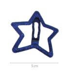 Blue glitter star-shaped hair clip with a black metal clasp, about 5 cm wide.