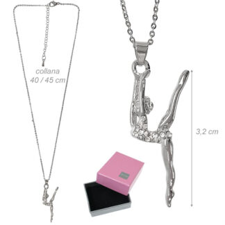 Collana con pendente ginnasta con strass