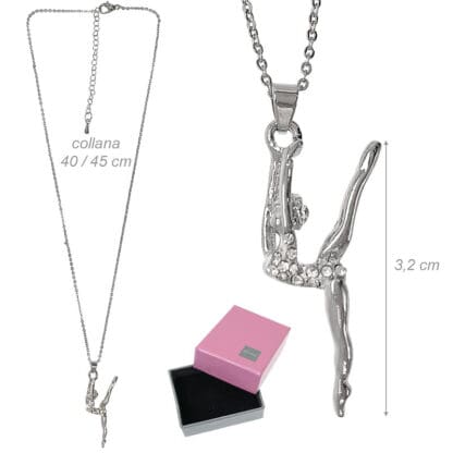 Collana con pendente ginnasta con strass