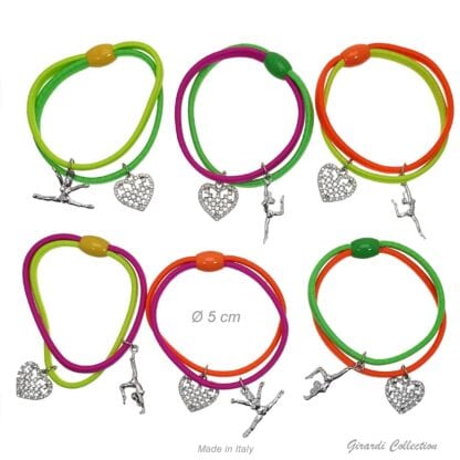 Braccialetto elastico cuore di strass e ginnasta artistica