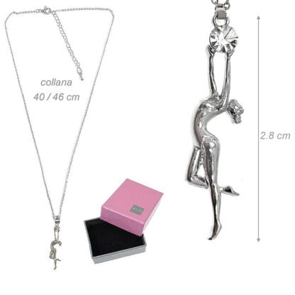 Collana con pendente ginnasta con palla di strass