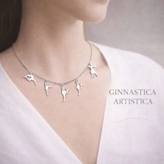 Collana con pendenti figure ginnasta in acciaio